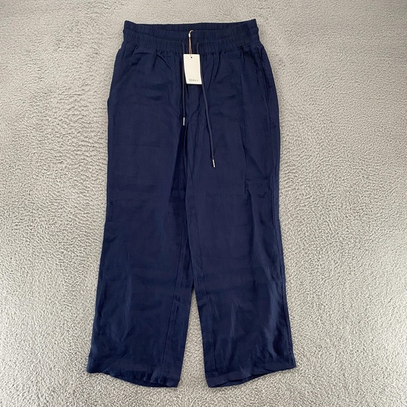 Quince Pants - Quince Linen Wide Leg Pants Womens Large Blue Minimalist Neutral Travel Summer
